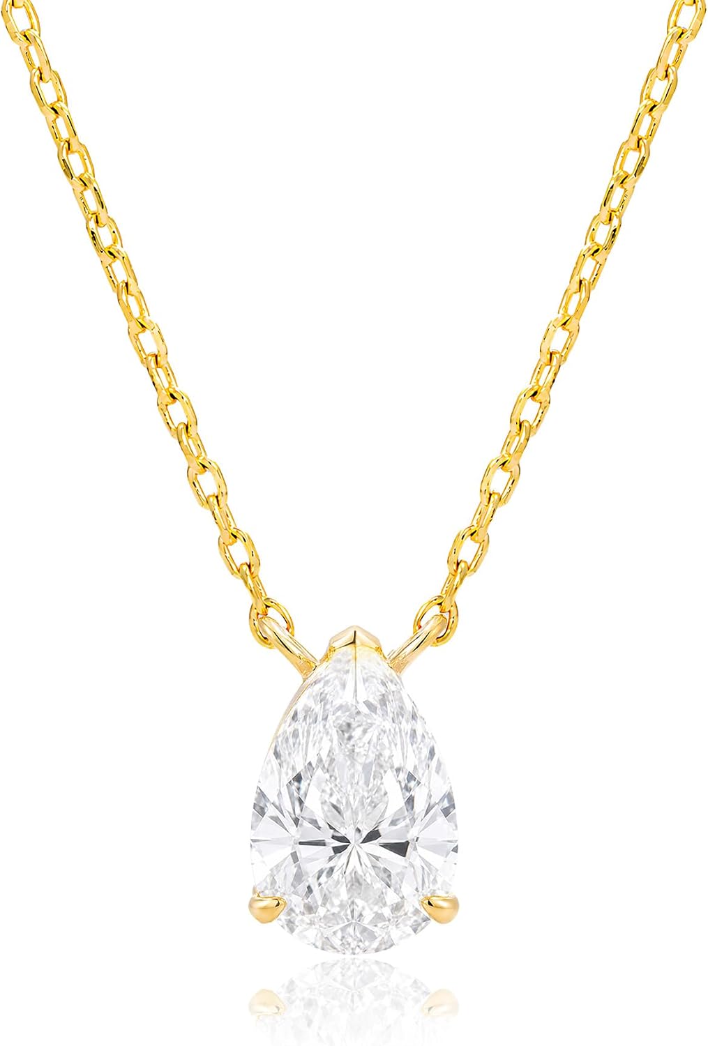 MAX + STONE 10K Gold Swarovski Zirconia Pear Necklace