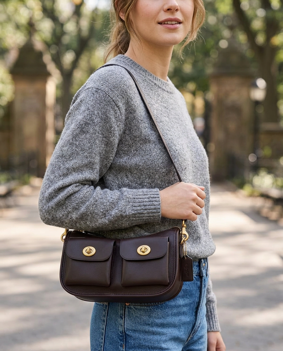 Coach Originals Twin Turnlock Waverly Bag worn by a model