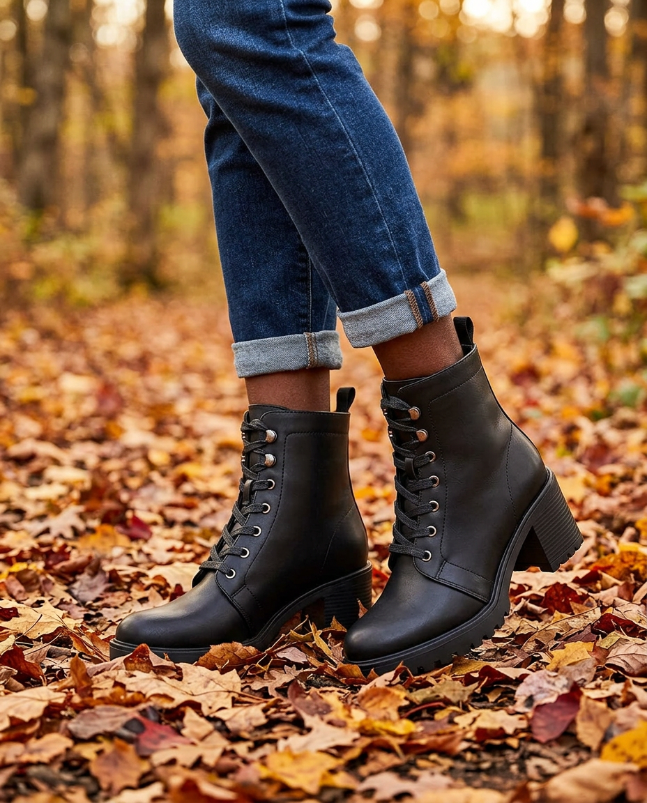 CUSHIONAIRE James Lace-Up Boot worn by a model
