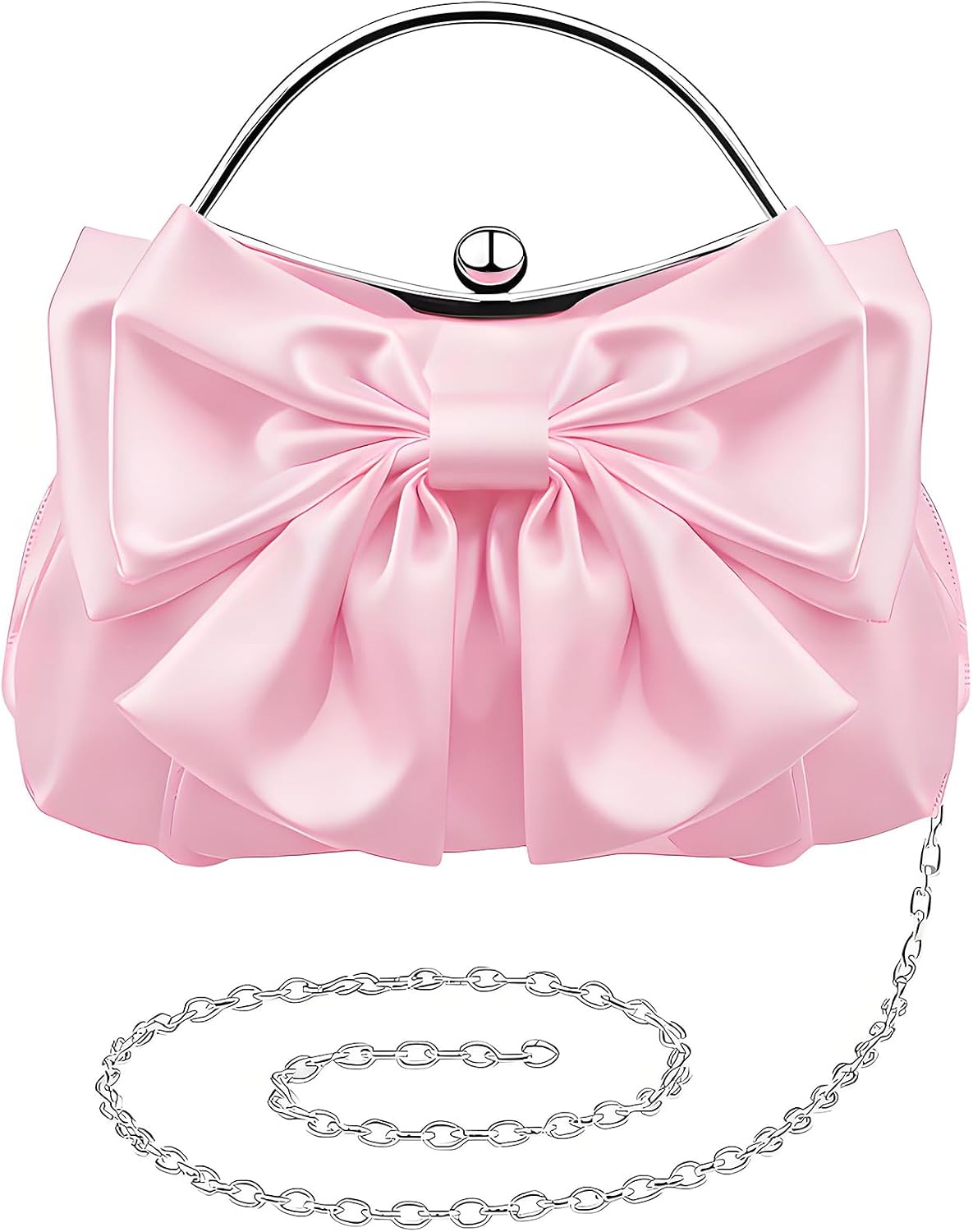 Dansydaisy Coquette Satin Bow Clutch Purse worn by a model
