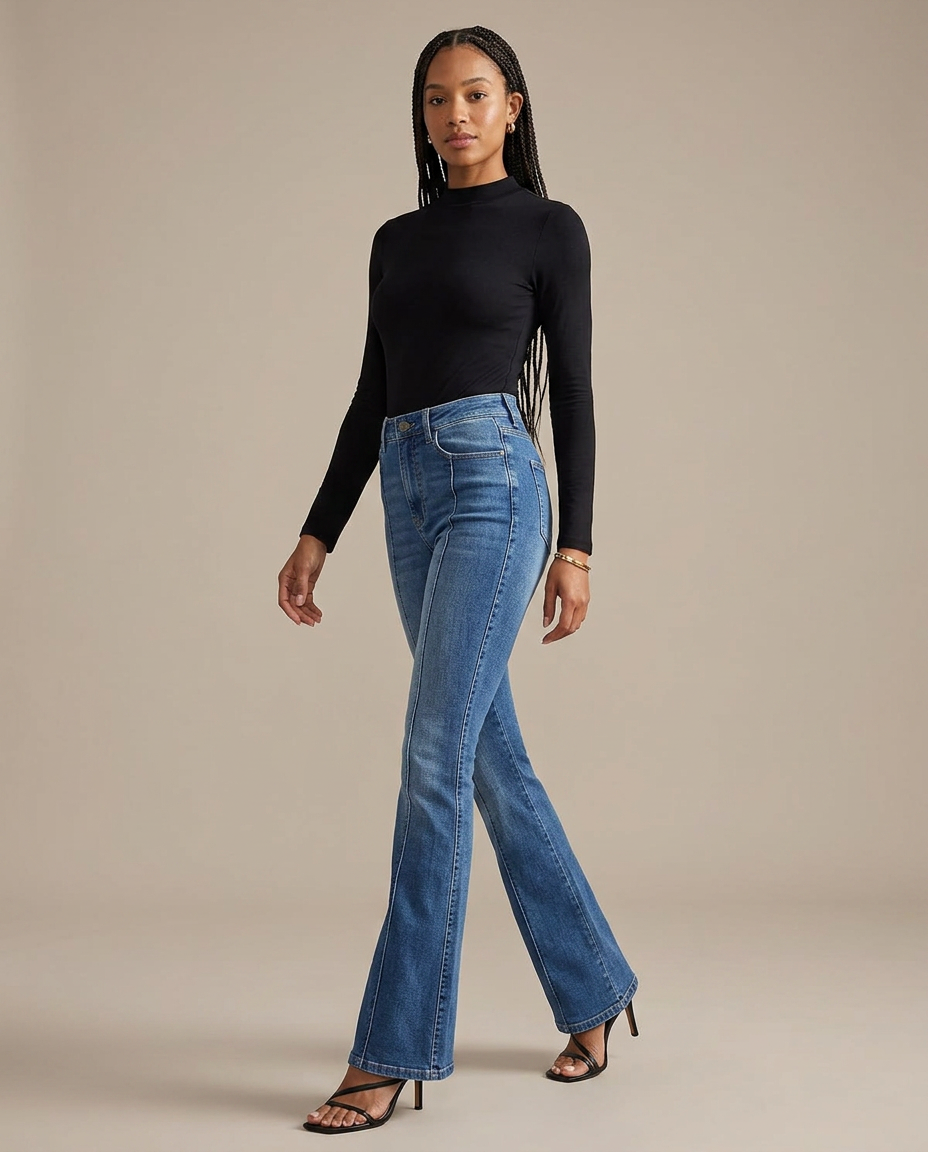 FLYING BANANA Shaping Bootcut Flare Jeans worn by a model