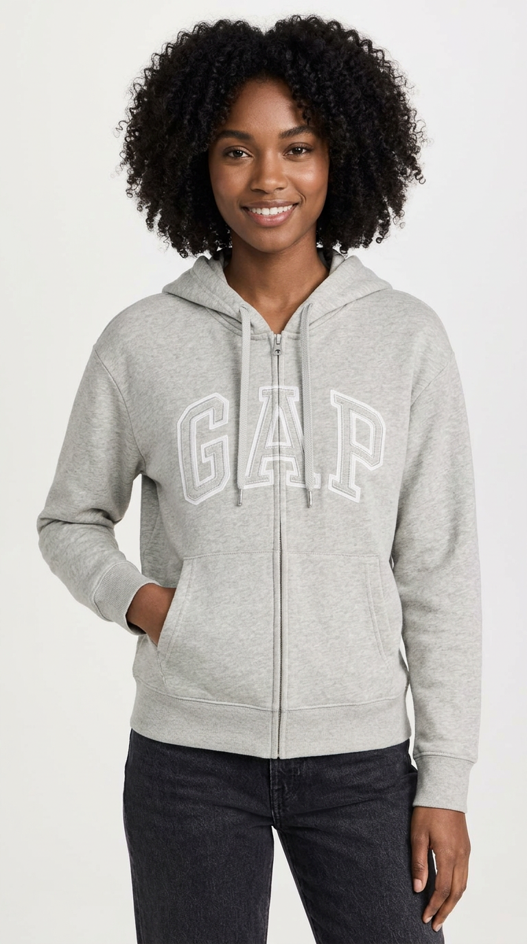 Gap Women's Logo Hoodie Sweatshirt worn by a model