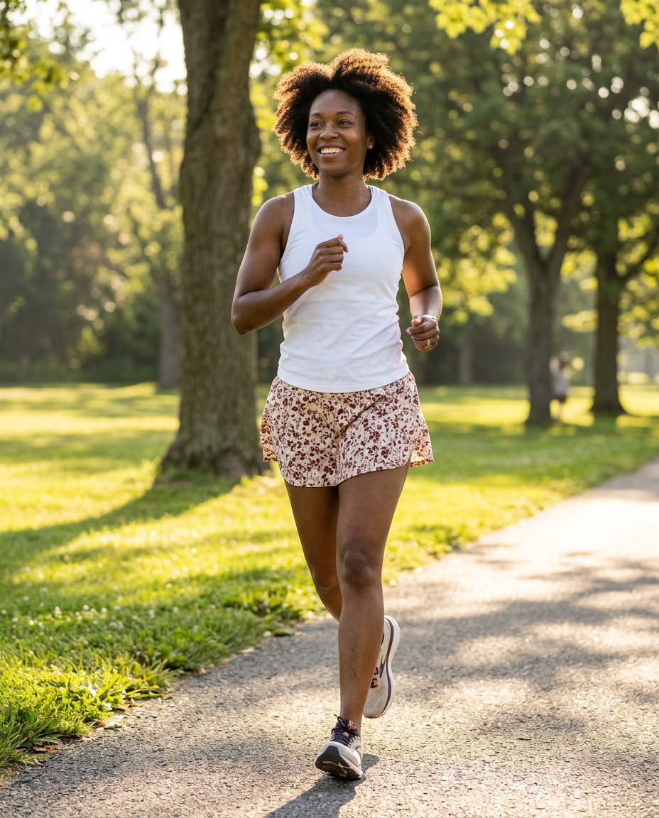 Mateam Floral Running Skort worn by a model