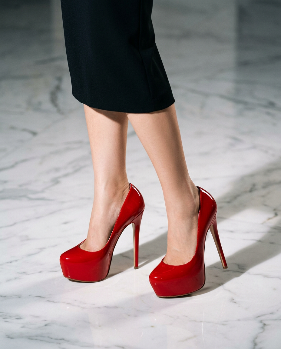 Richealnana Double Platform Stiletto Pumps worn by a model