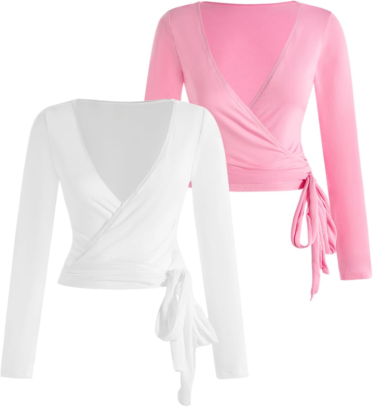 SweatyRocks Coquette Pilates Wrap Top worn by a model