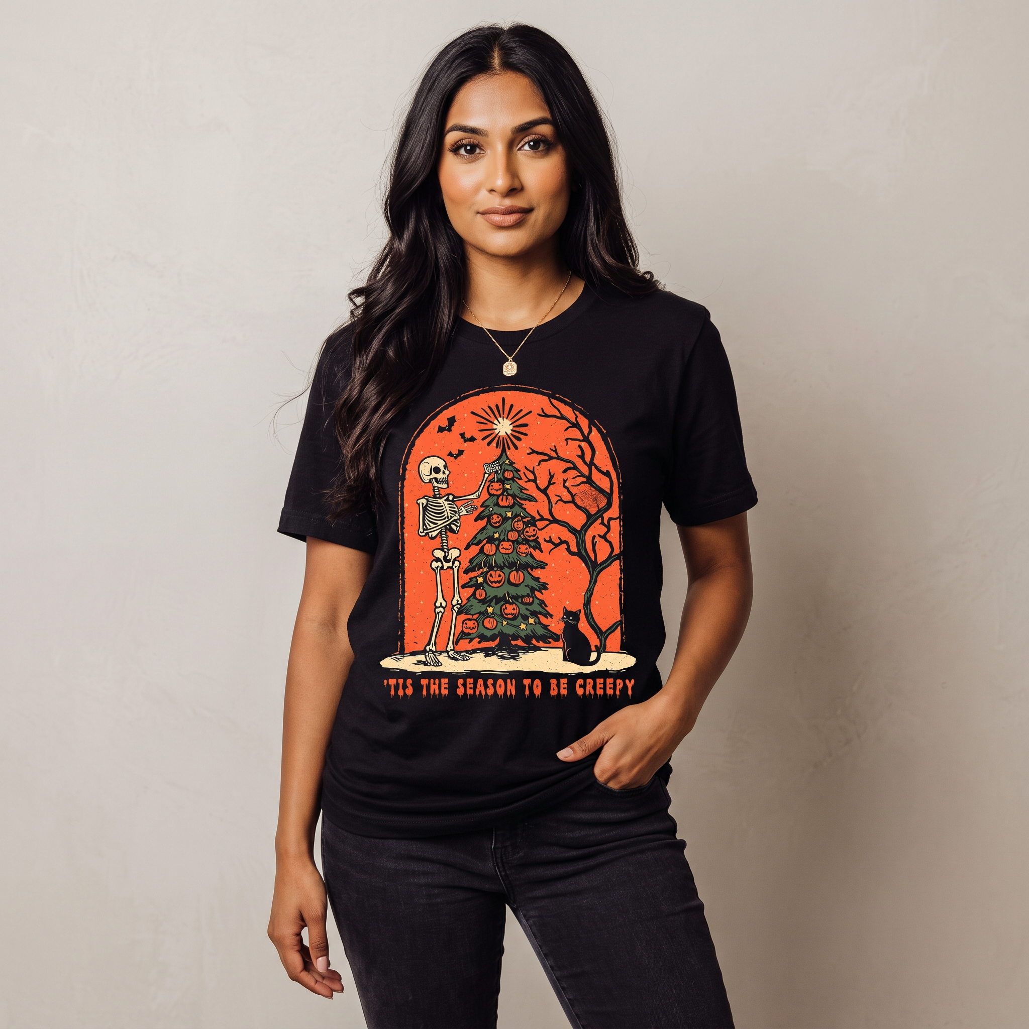 Vintage Skeleton Washed Graphic Tee worn by a model