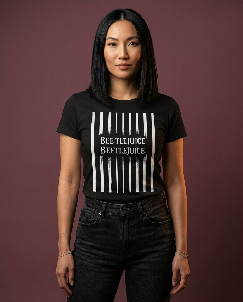 Beetlejuice Graphic Tee worn by a model