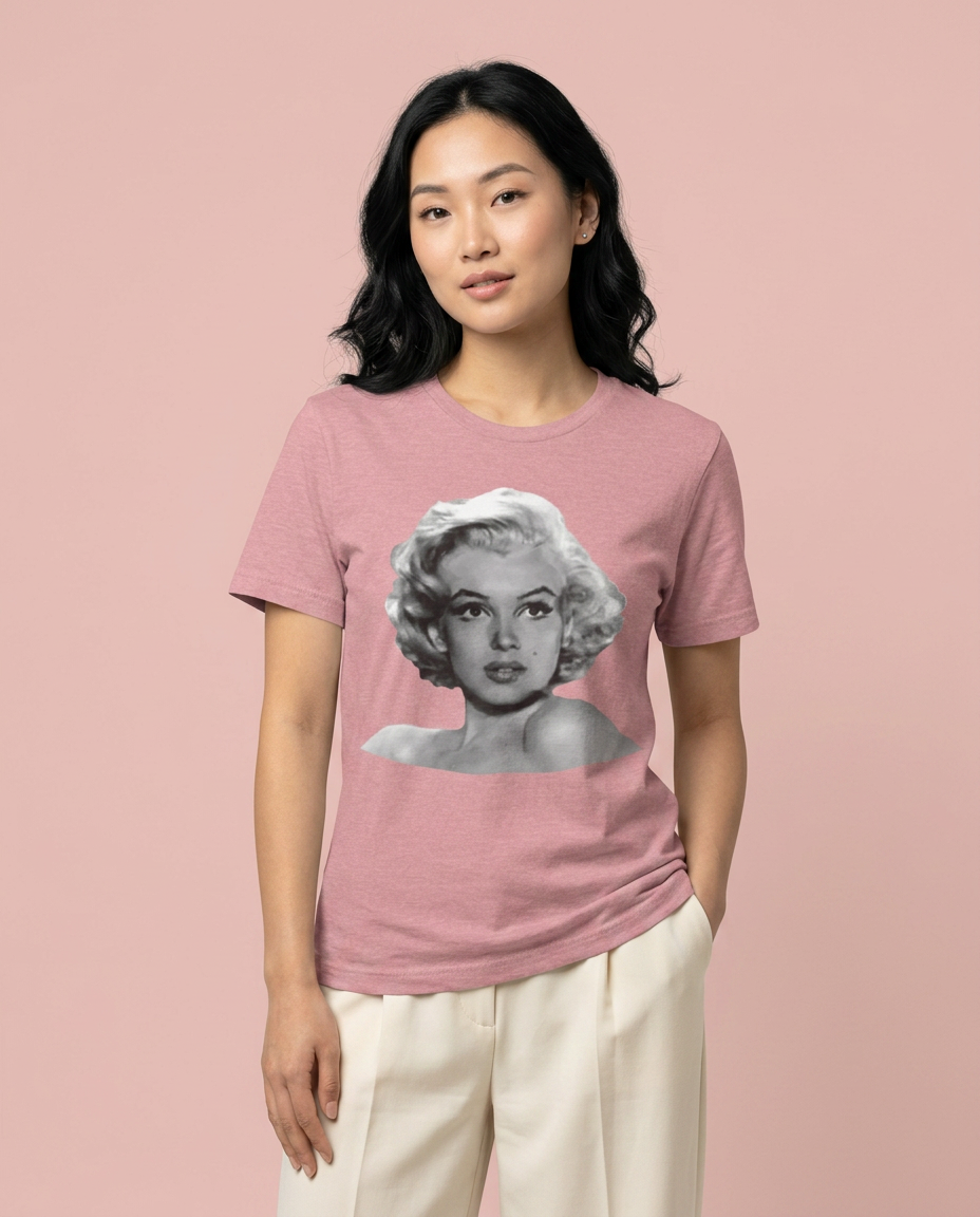 Marilyn Monroe Unisex Graphic Tee worn by a model