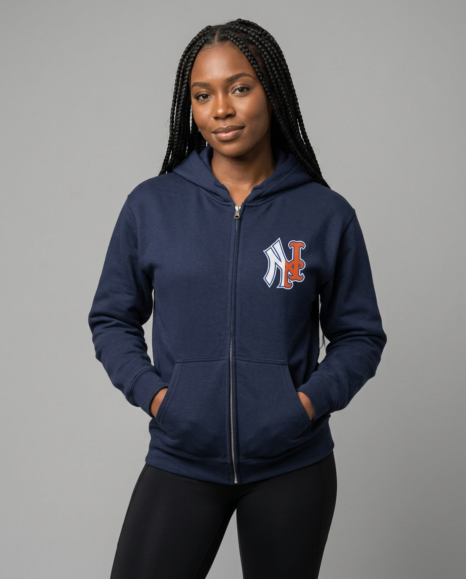 Yankees & Mets Full-Zip Hoodie worn by a model