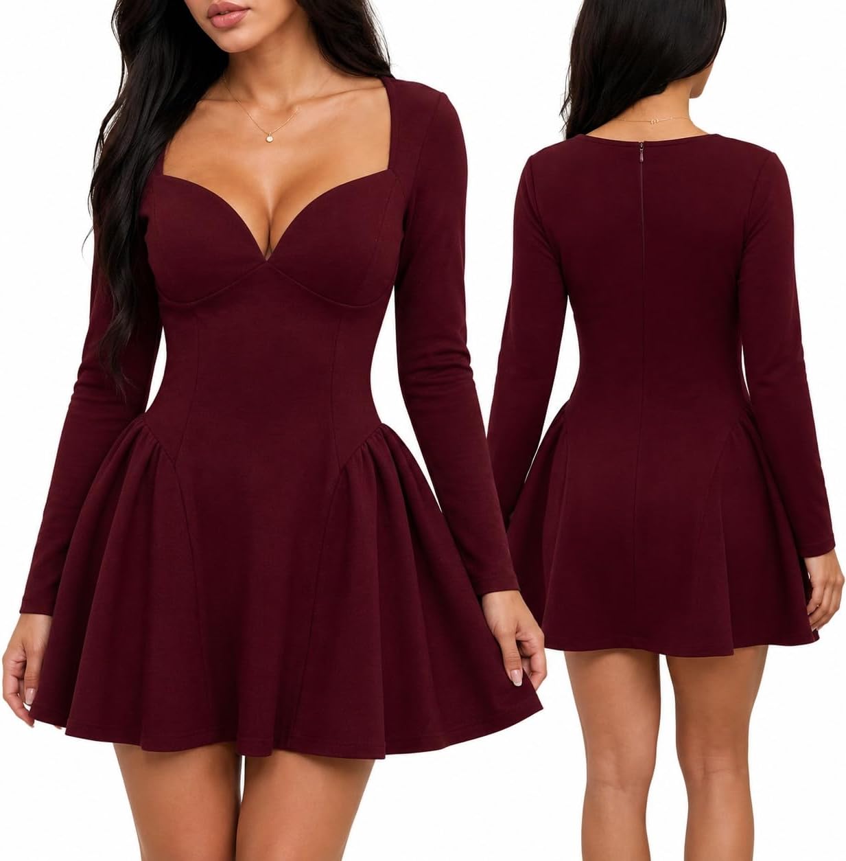VTYFRY Coquette Square Neck Corset Mini Dress worn by a model