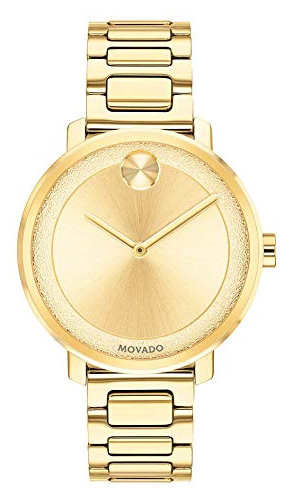 Movado Bold Stainless Steel Gold Plated Swiss Quartz Watch